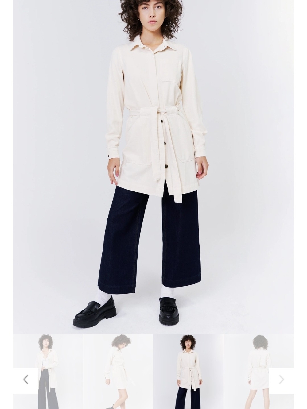 Unpublished Cream Button-Front Long Shacket